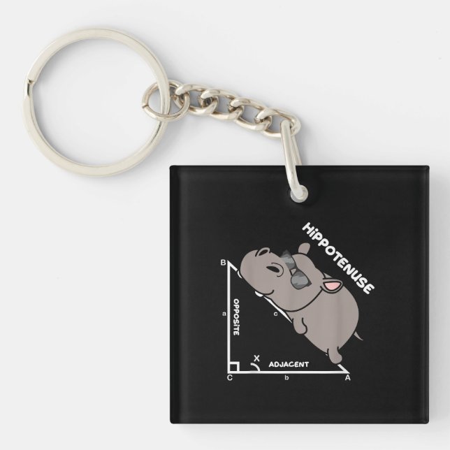 Funny Geometry Hypotenuse Math Mathematics Teacher Keychain (Front)