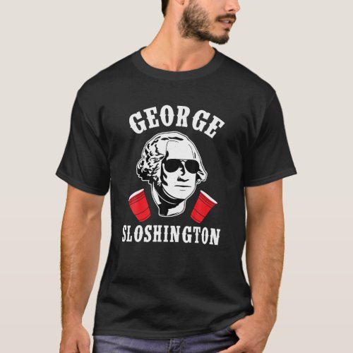 Funny George Sloshington 4th of July Aviator Ameri T_Shirt