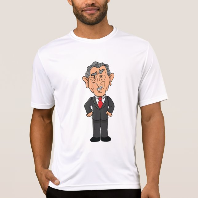Funny George W Bush Political Caricature T-Shirt (Front)