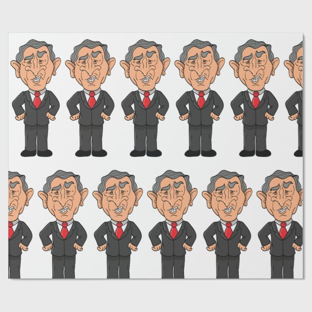 Funny George W Bush Political Caricature Wrapping Paper (Flat)