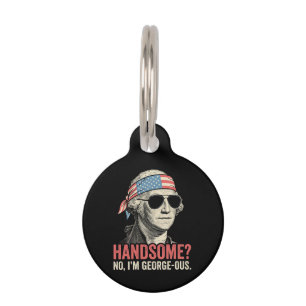Funny George Washington George-ous Retro Patriotic Pet ID Tag