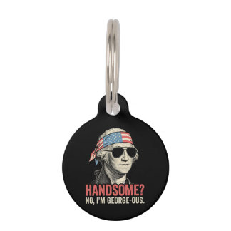 Funny George Washington George-ous Retro Patriotic Pet ID Tag