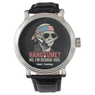 Funny George Washington George-ous Retro Patriotic Watch