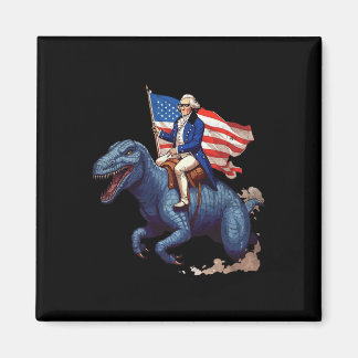 Funny George Washington Riding A Tyrannosaurus Rex Magnet