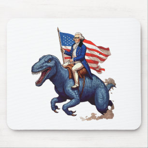 Funny George Washington Riding A Tyrannosaurus Rex Mouse Pad