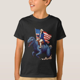 Funny George Washington Riding A Tyrannosaurus Rex T-Shirt