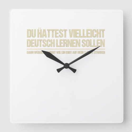 funny german saying square wall clock