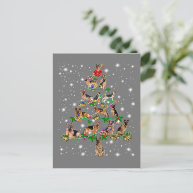 Funny German Shepherd Christmas Tree Decor Ornamen Postcard (Standing Front)