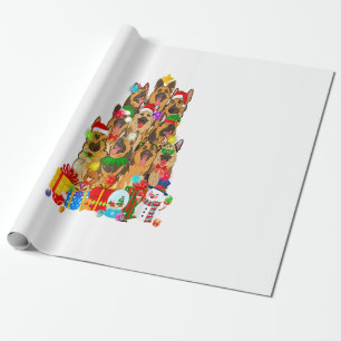 Funny German Shepherd Christmas Tree Lights Gift Wrapping Paper