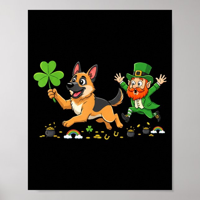 Funny german shepherd clover st patricks day women poster (Front)