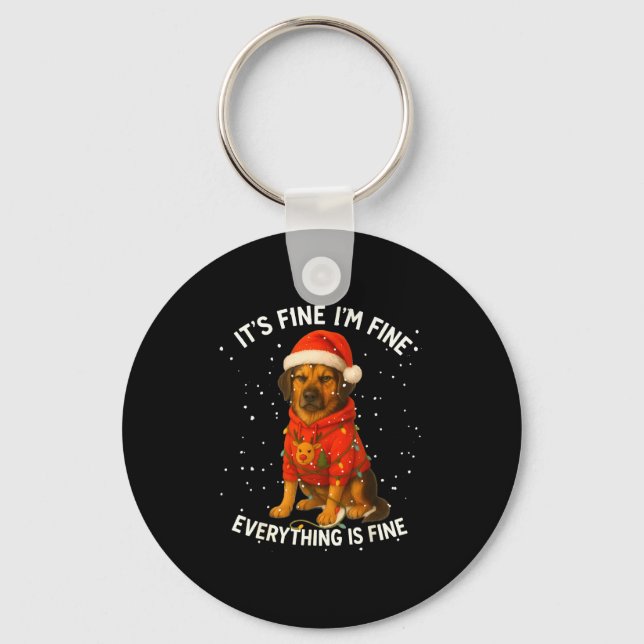 Funny German Shepherd Decorate Christmas Shirts I' Keychain (Front)