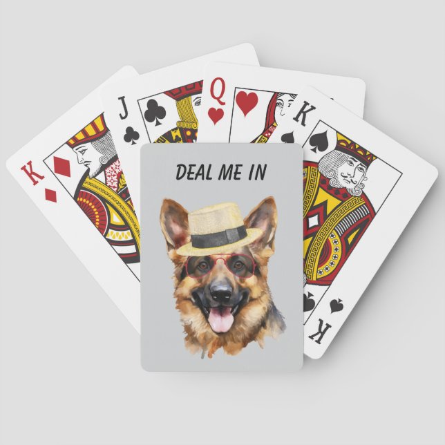 Funny German Shepherd Dog Deal Me In Poker Cards (Back)