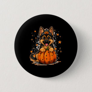 Funny German Shepherd Dog Halloween Pumpkin Graphi Button