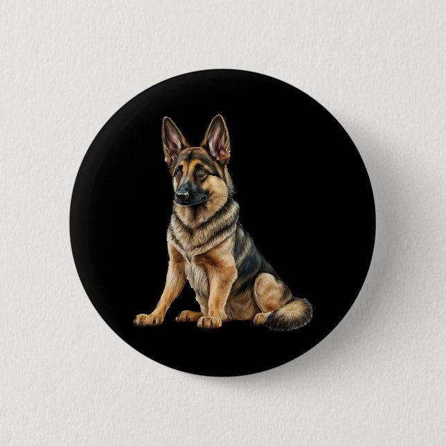 Funny German shepherd Dog Kawaii. Button (Front)
