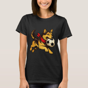 Funny German Shepherd Dog Playing Soccer Game Day T-Shirt