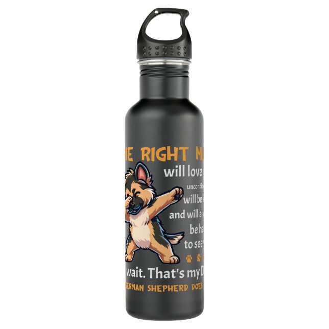 Funny German Shepherd Dog Stainless Steel Water Bottle (Front)