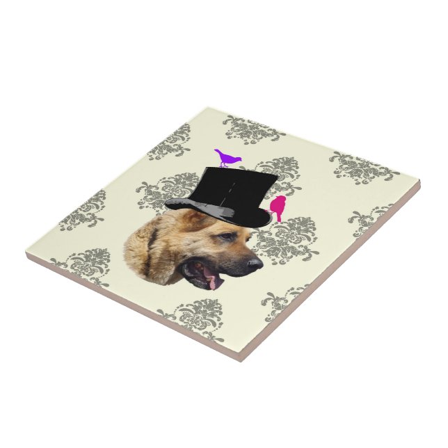Funny German shepherd dog Tile (Side)