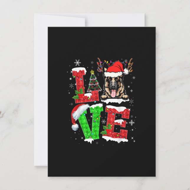 Funny German Shepherd Dog Tree Christmas Lights Xm Invitation (Front)