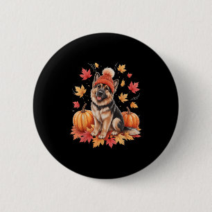 Funny German Shepherd Fall F Autumn Leaves Dog Lov Button