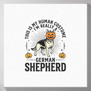 Funny German Shepherd Halloween Costume Dog Design Canvas Photo Tile