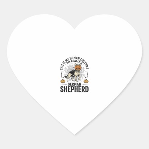 Funny German Shepherd Halloween Costume Dog Design Heart Sticker