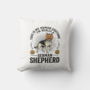 Funny German Shepherd Halloween Costume Dog Design Throw Pillow