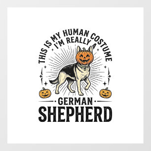 Funny German Shepherd Halloween Costume Dog Design Window Cling
