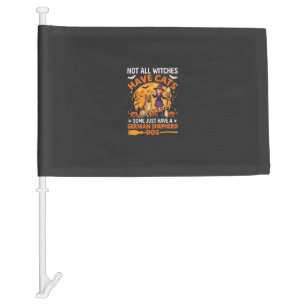 Funny German Shepherd Halloween Witch Dog Car Flag