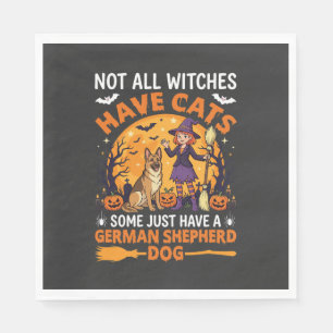 Funny German Shepherd Halloween Witch Dog Napkins