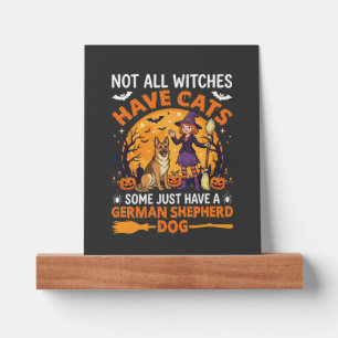 Funny German Shepherd Halloween Witch Dog Picture Ledge