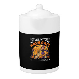 Funny German Shepherd Halloween Witch Dog Teapot
