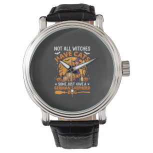 Funny German Shepherd Halloween Witch Dog Watch