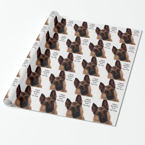 Funny German Shepherd Photo Birthday Wrapping Paper