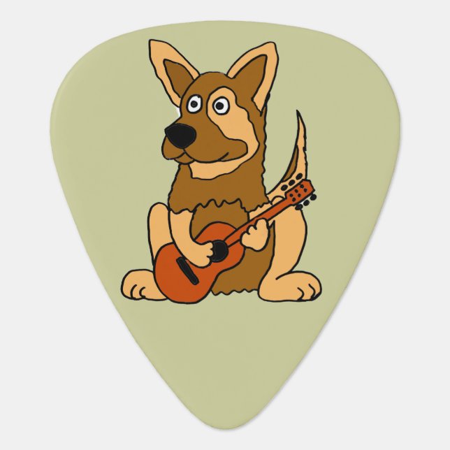 Funny German Shepherd Playing Guitar Pick (Front)