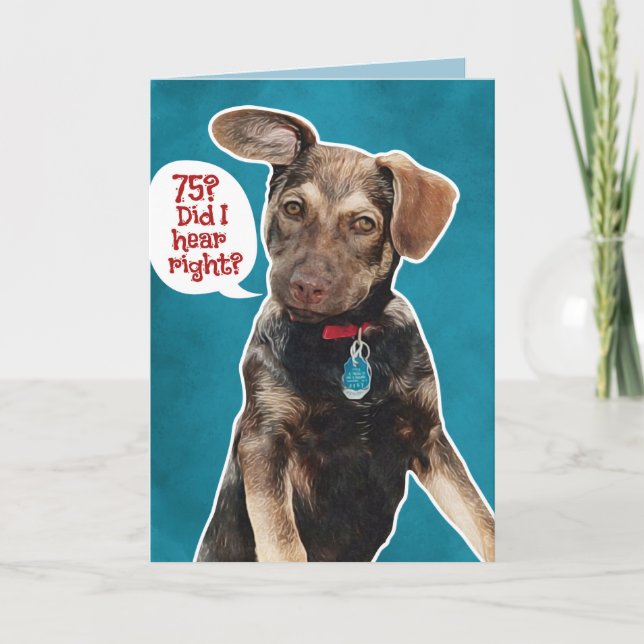 Funny German Shepherd Puppy 75th Birthday Card (Front)