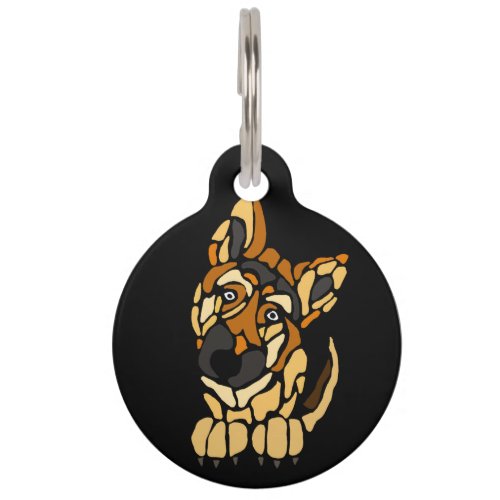 Funny German Shepherd Puppy Dog Art Pet ID Tag