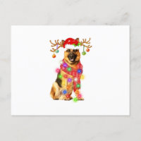 Funny German Shepherd Santa Hat Xmas Lights Gift D