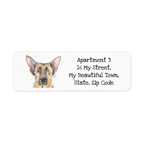 Funny German Shepherd speckle watercolor dog Label