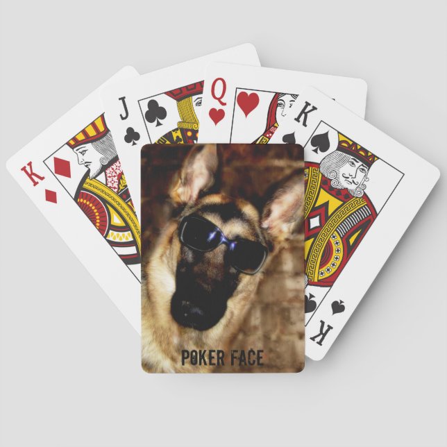 Funny German Shepherd Wearing Sunglasses Photo Poker Cards (Back)