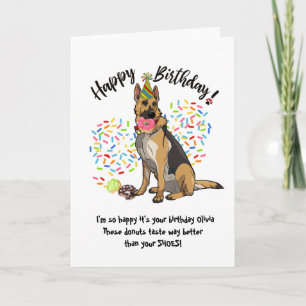 Funny German Sherherd Birthday Card Donuts