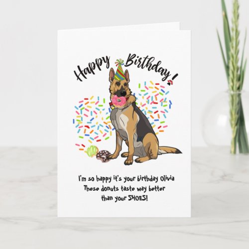 Funny German Sherherd Birthday Card Donuts