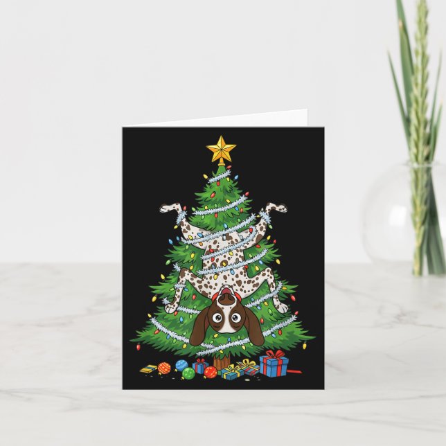 Funny German Shorthaired Inter Dog Christmas Tree  Card (Front)