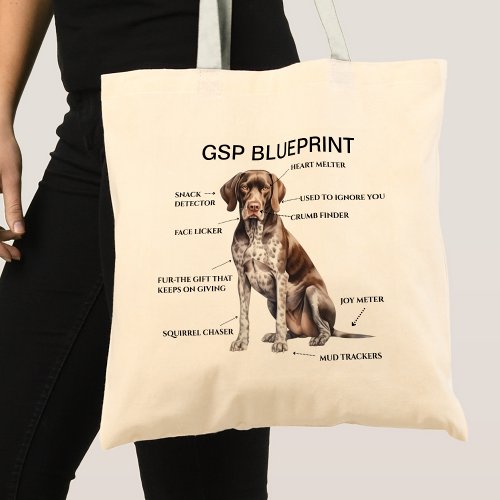 Funny German Shorthaired Pointer Blueprint Tote Bag