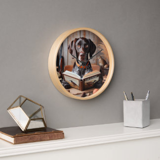 Funny German Shorthaired Pointer Dog Breed Clock