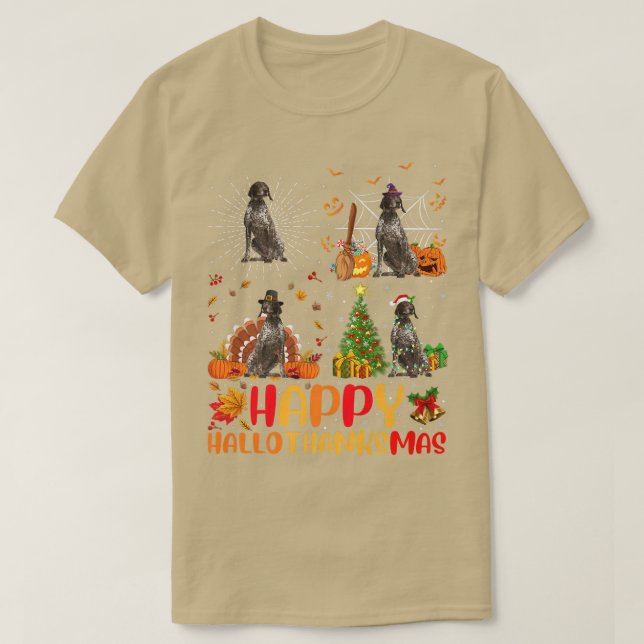 Funny German Shorthaired Pointer Dog Happy Halloth T-Shirt (Design Front)
