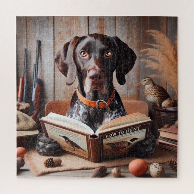 Funny German Shorthaired Pointer Dog Hunting Jigsaw Puzzle (Vertical)