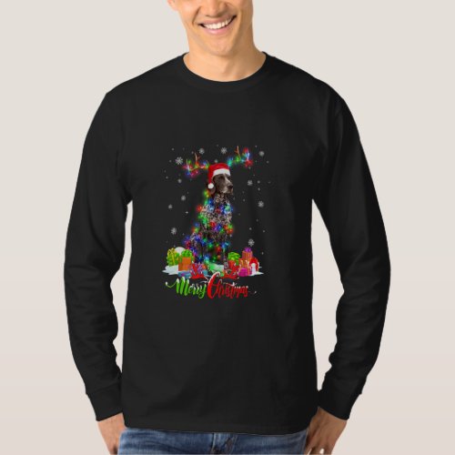 Funny German Shorthaired Pointer Dog Merry Christm T_Shirt