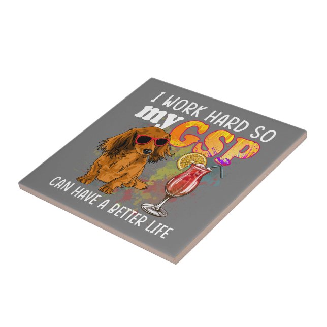 Funny German Shorthaired Pointer Gifts GSP Lover Ceramic Tile (Side)