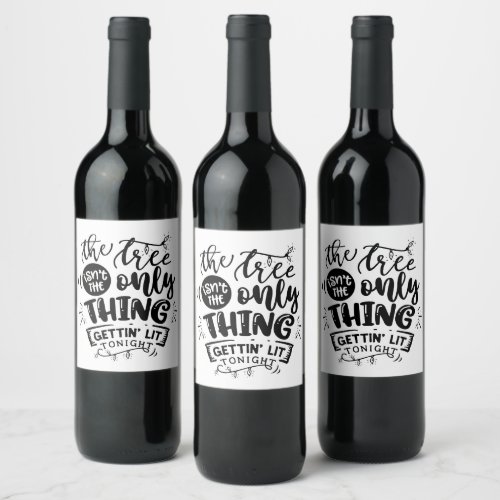 funny get lit Christmas party Wine Label