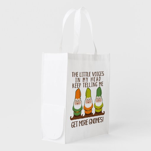 Funny Get More Gnomes pun Grocery Bag Zazzle
